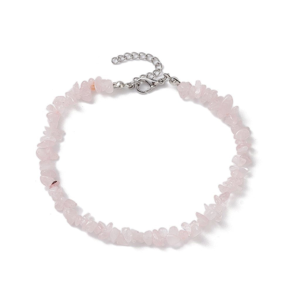 Cavigliera in chips di Quarzo Rosa regolabile - Clorophilla Shop