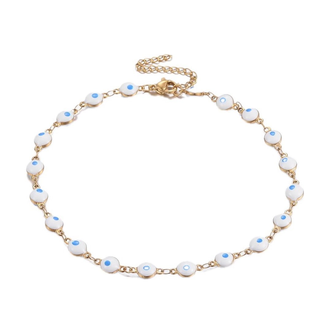 Cavigliera Nazar amuleto occhio di Allah in acciaio inox - Protezione malocchio - Clorophilla Shop