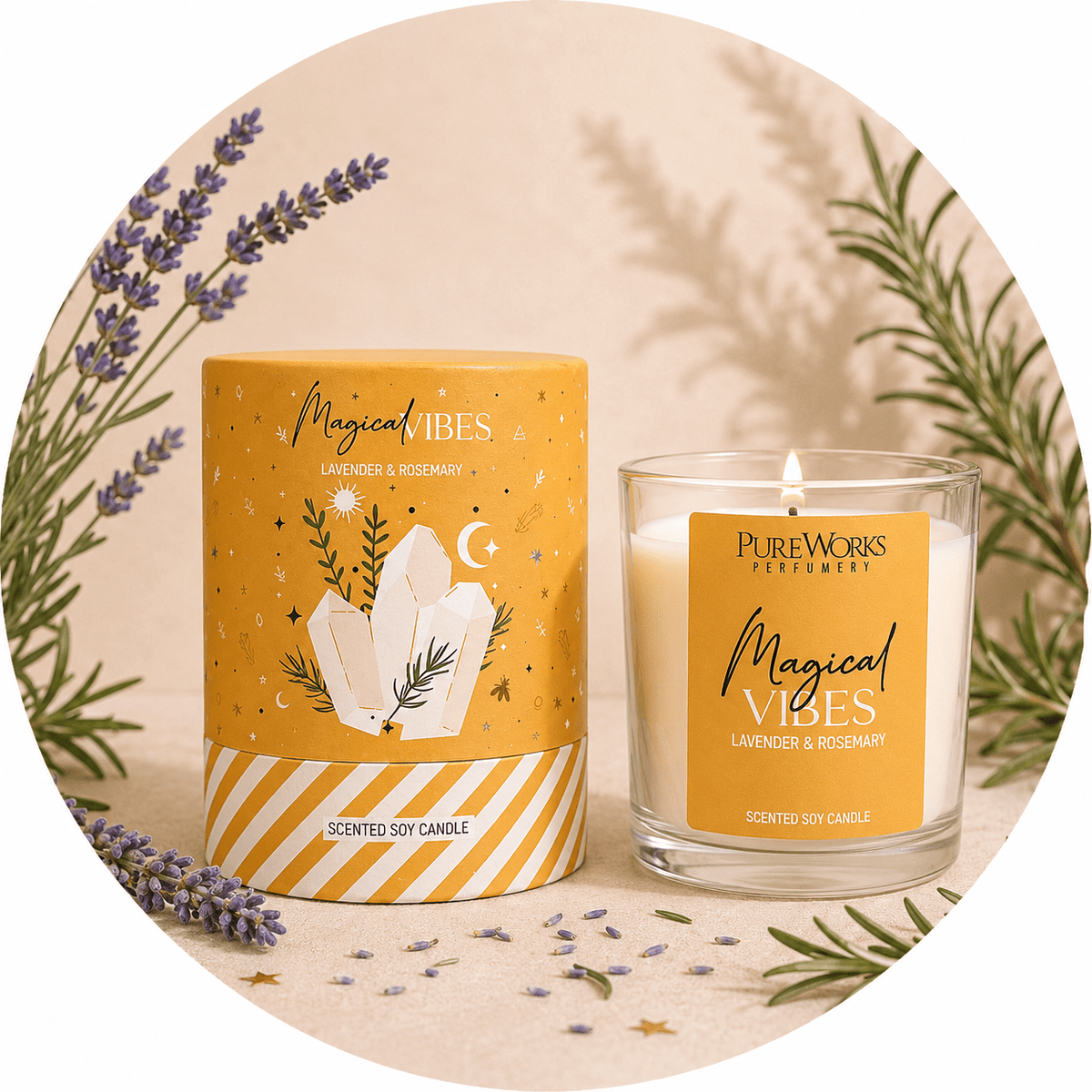 CELESTIAL MAGIC CANDELA LAVANDA E ROSMARINO - Vibrazioni magiche - Clorophilla Shop
