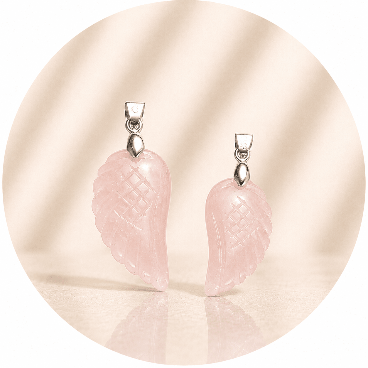 CIONDOLO ALA IN QUARZO ROSA - Amore e armonia - Clorophilla Shop