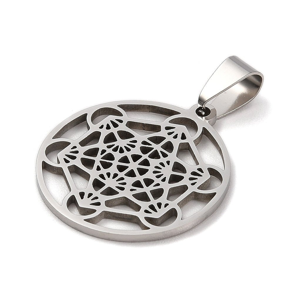 CIONDOLO CUBO METATRON IN ACCIAIO INOX – Geometria Sacra - Clorophilla Shop