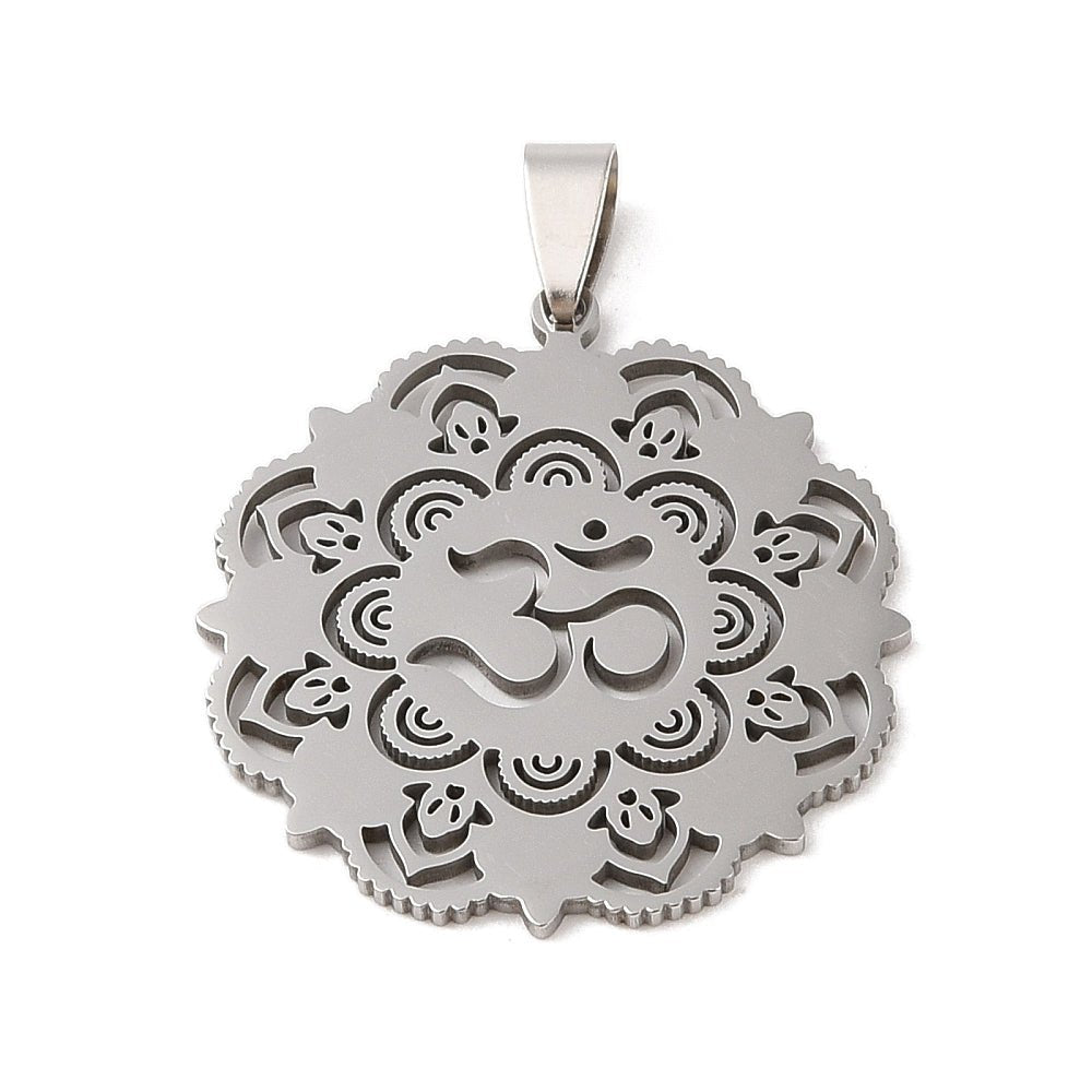 CIONDOLO FIORE OHM IN ACCIAIO INOX - Energia universale - Clorophilla Shop