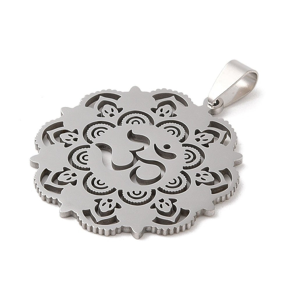 CIONDOLO FIORE OHM IN ACCIAIO INOX - Energia universale - Clorophilla Shop