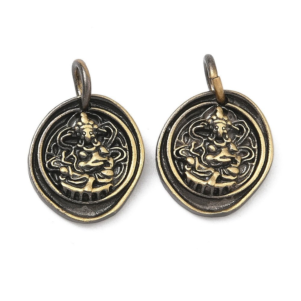 CIONDOLO GANESH IN OTTONE BRONZO ANTICO – Amuleto Spirituale - Clorophilla Shop