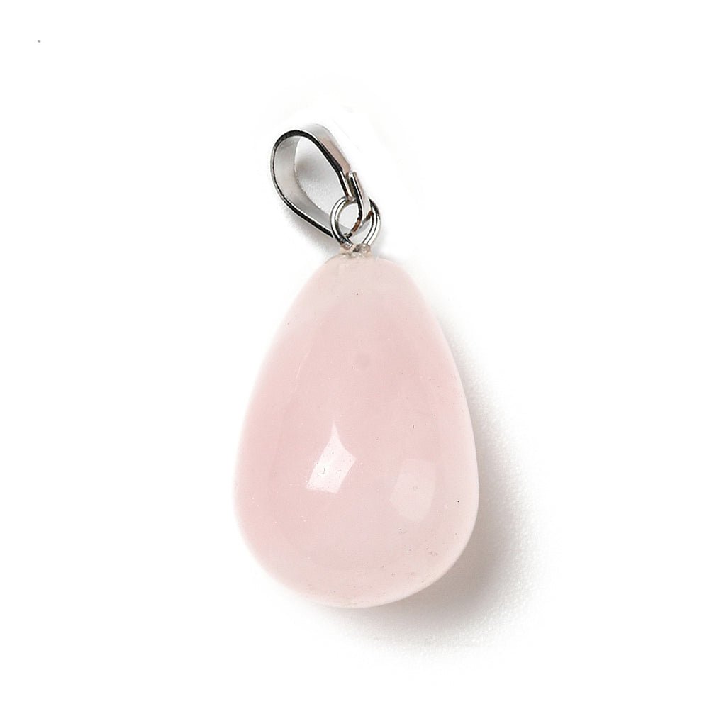 CIONDOLO GOCCIA IN QUARZO ROSA - Amore e armonia - Clorophilla Shop
