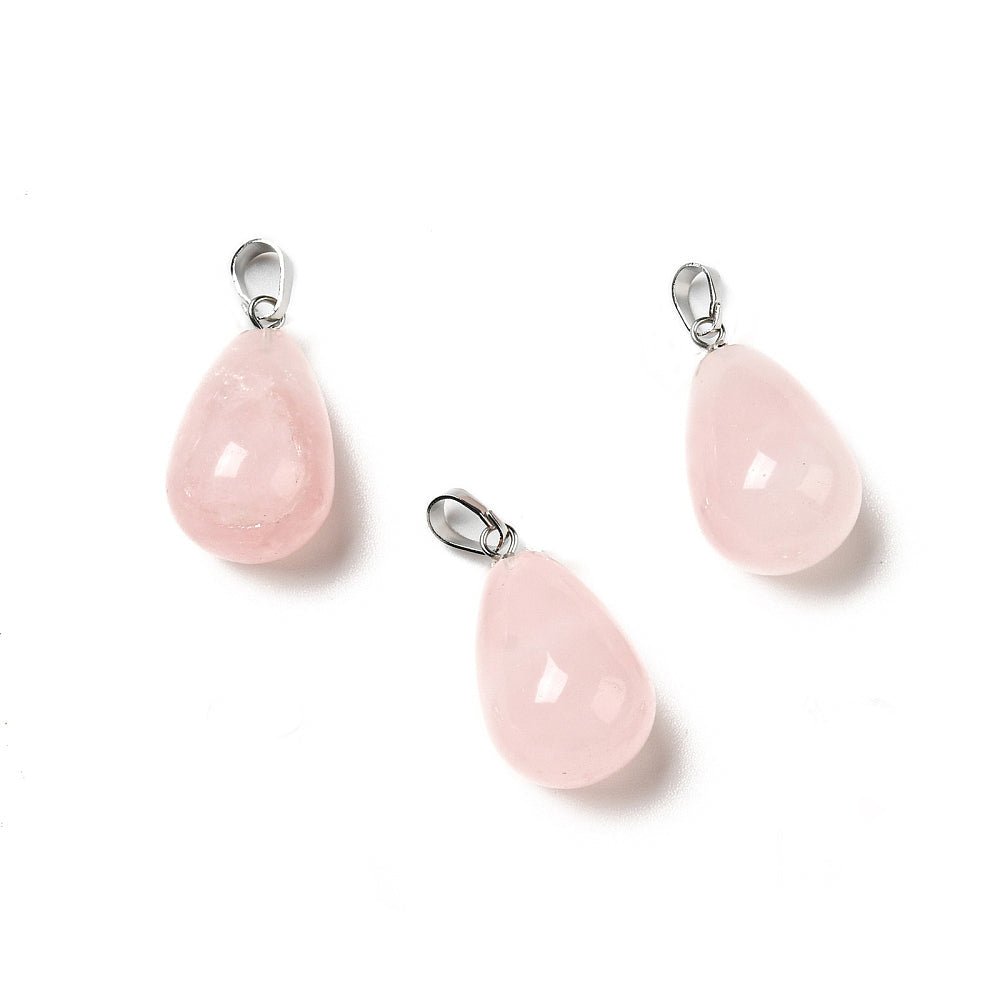 CIONDOLO GOCCIA IN QUARZO ROSA - Amore e armonia - Clorophilla Shop