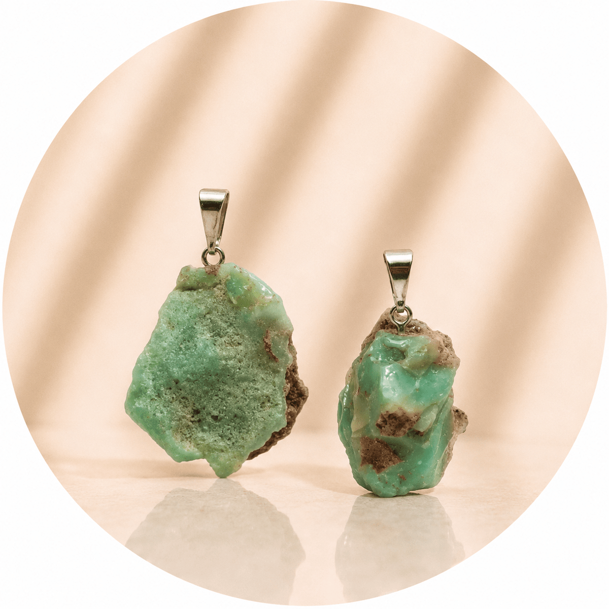 CIONDOLO IN CRISOPRASIO GREZZO - Serenità, speranza e rinnovamento - Clorophilla Shop