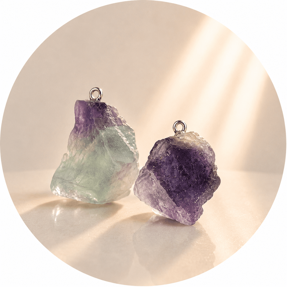 CIONDOLO IN FLUORITE GREZZA - Chiarezza mentale, concentrazione e crescita personale - Clorophilla Shop