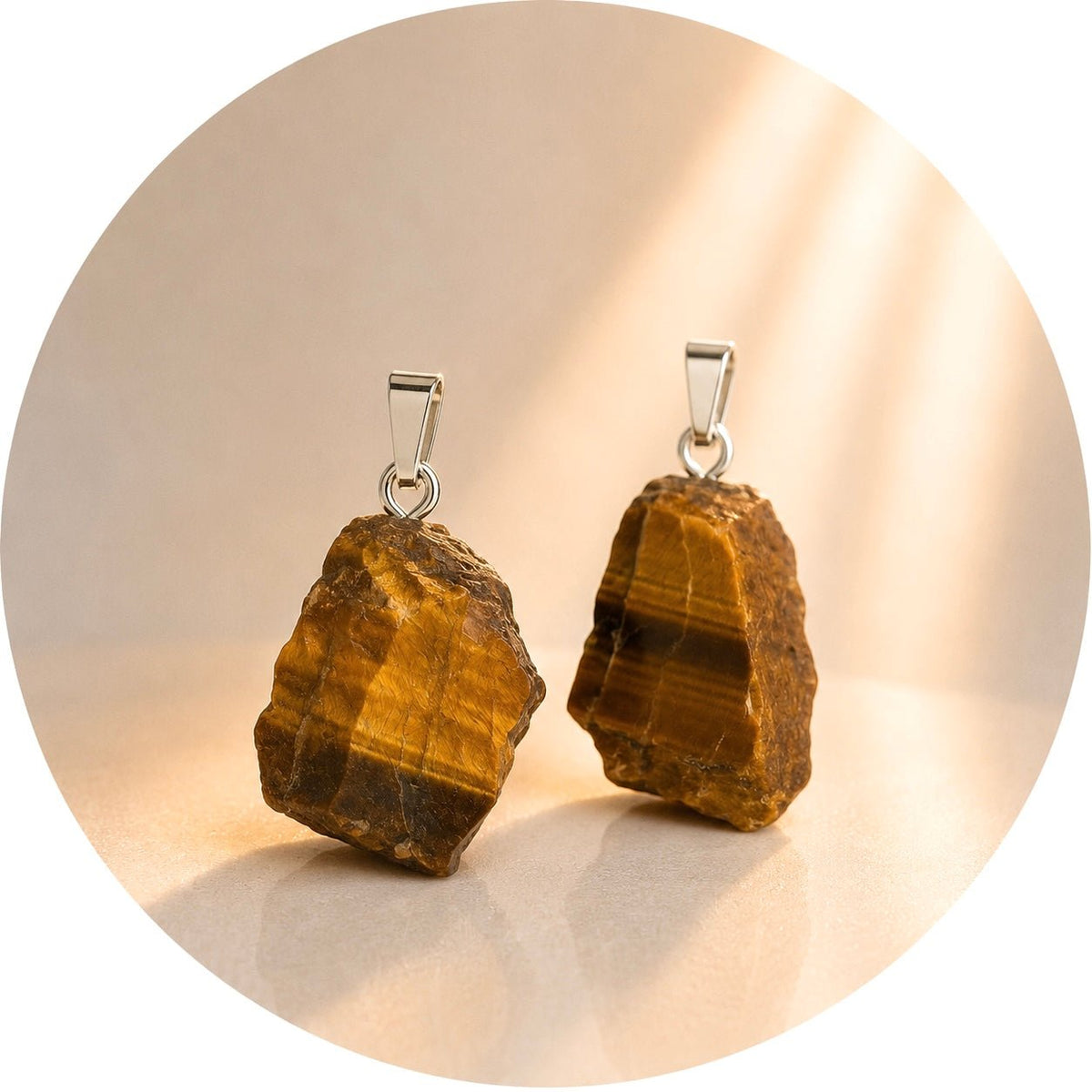 CIONDOLO IN OCCHIO DI TIGRE GREZZO - Forza e coraggio - Clorophilla Shop