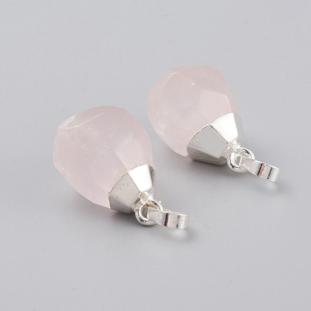 Ciondolo in Quarzo Rosa Naturale sfaccettato – Amore e Armonia Emotiva - Clorophilla Shop