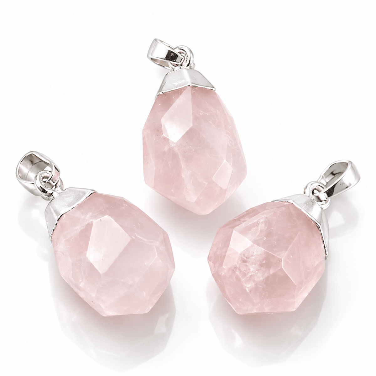 Ciondolo in Quarzo Rosa Naturale sfaccettato – Amore e Armonia Emotiva - Clorophilla Shop