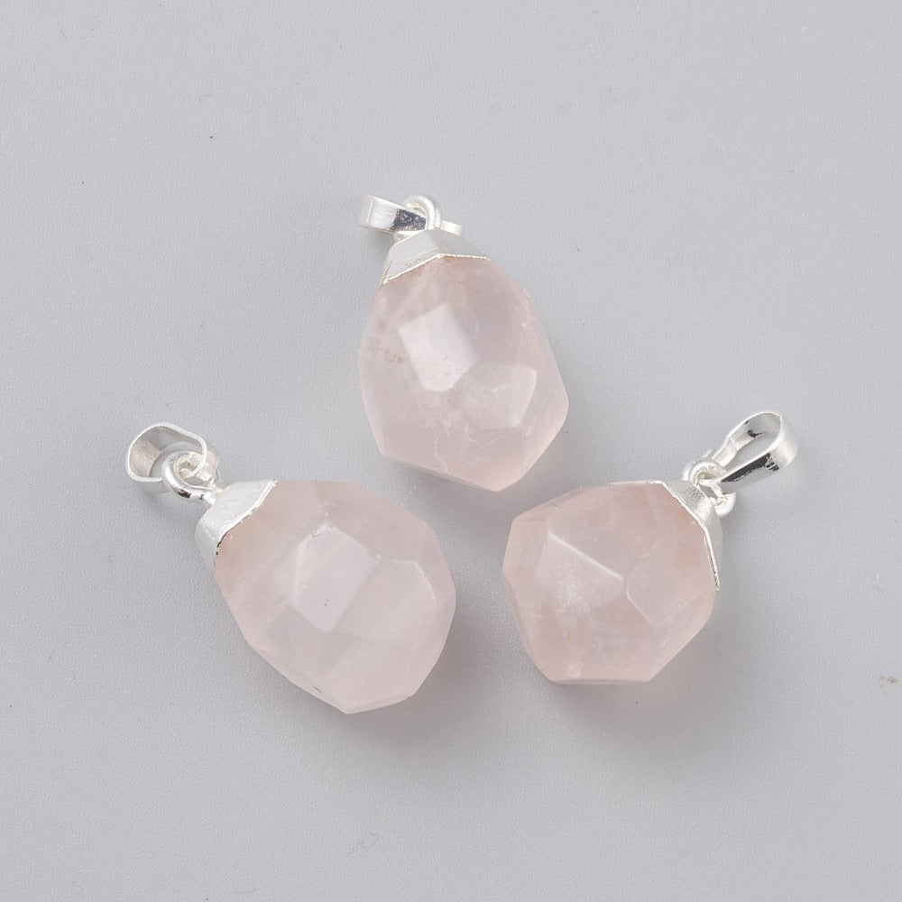 Ciondolo in Quarzo Rosa Naturale sfaccettato – Amore e Armonia Emotiva - Clorophilla Shop