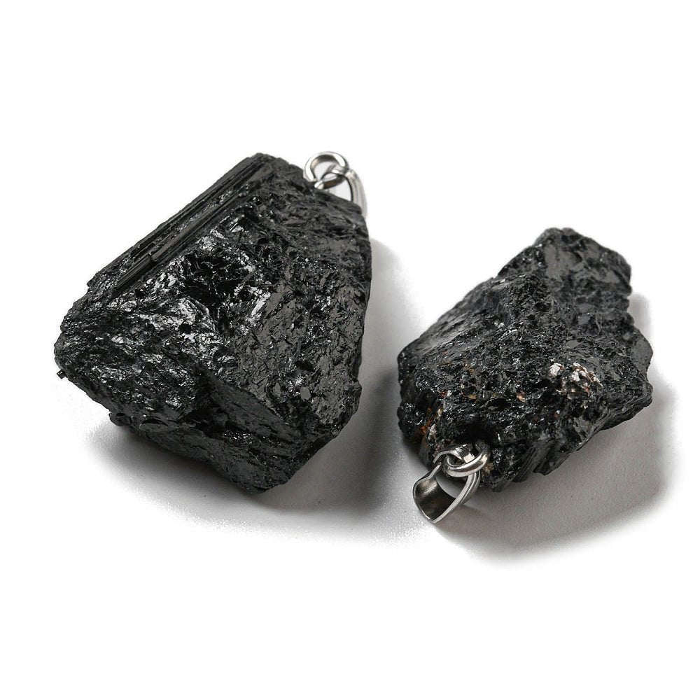 CIONDOLO IN TORMALINA NERA GREZZA - Protezione dalle energie negative - Clorophilla Shop