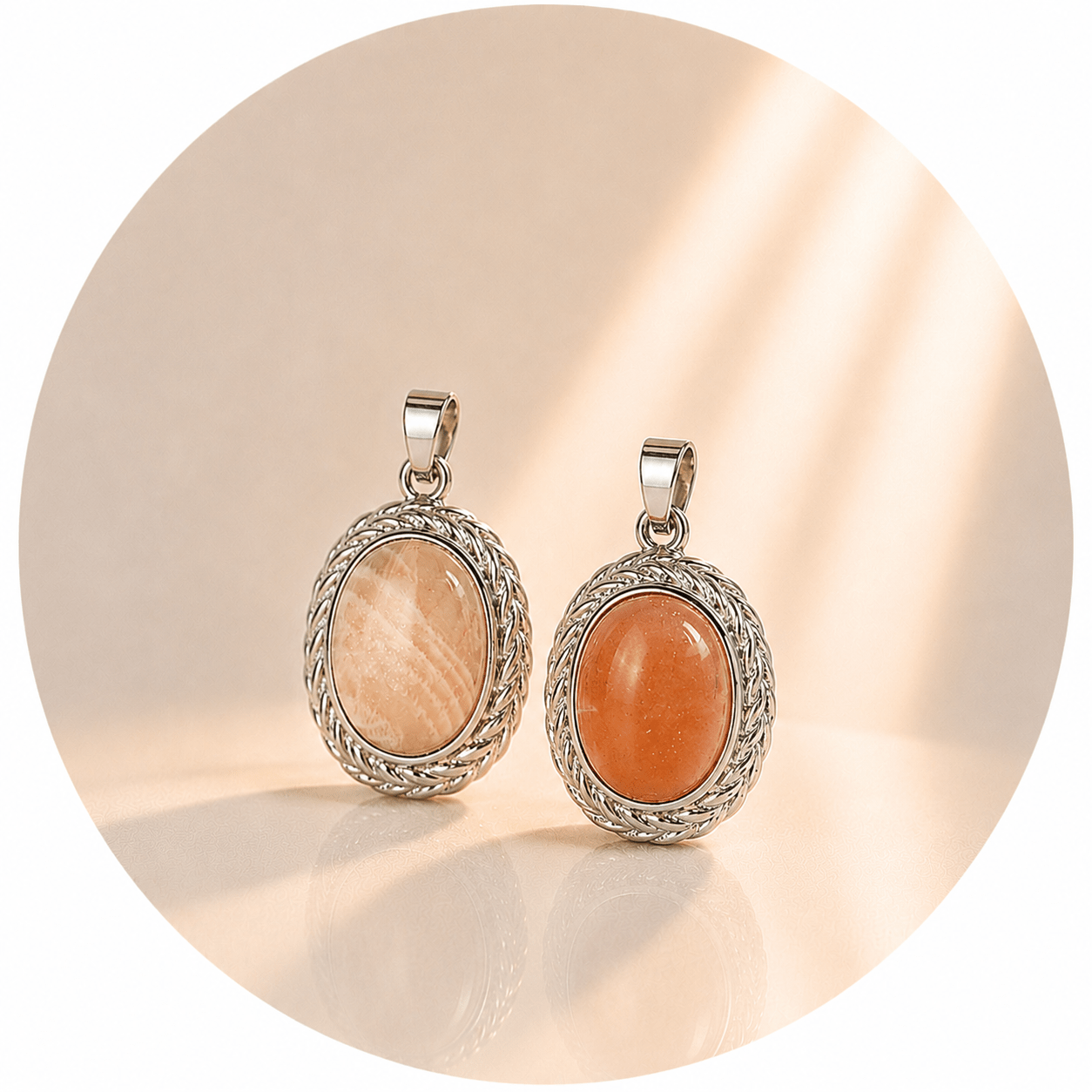 CIONDOLO INTRECCIO IN PIETRA DEL SOLE - Gioia, vitalità e ottimismo - Clorophilla Shop