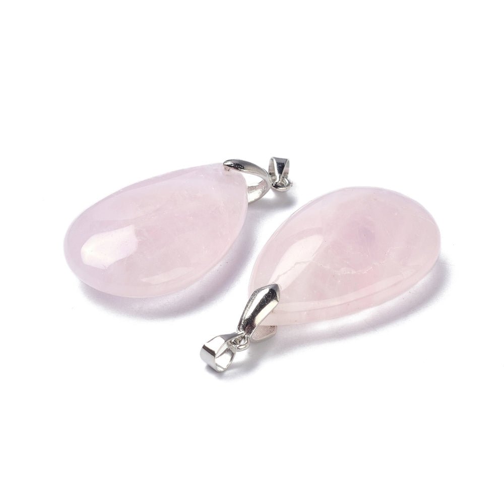CIONDOLO LACRIMA IN QUARZO ROSA - Amore e armonia - Clorophilla Shop