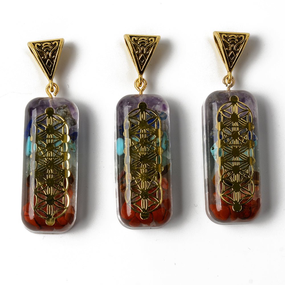 CIONDOLO ORGONICO 7 CHAKRA FIORE DELLA VITA - Armonizzazione dei centri energetici del corpo - Clorophilla Shop