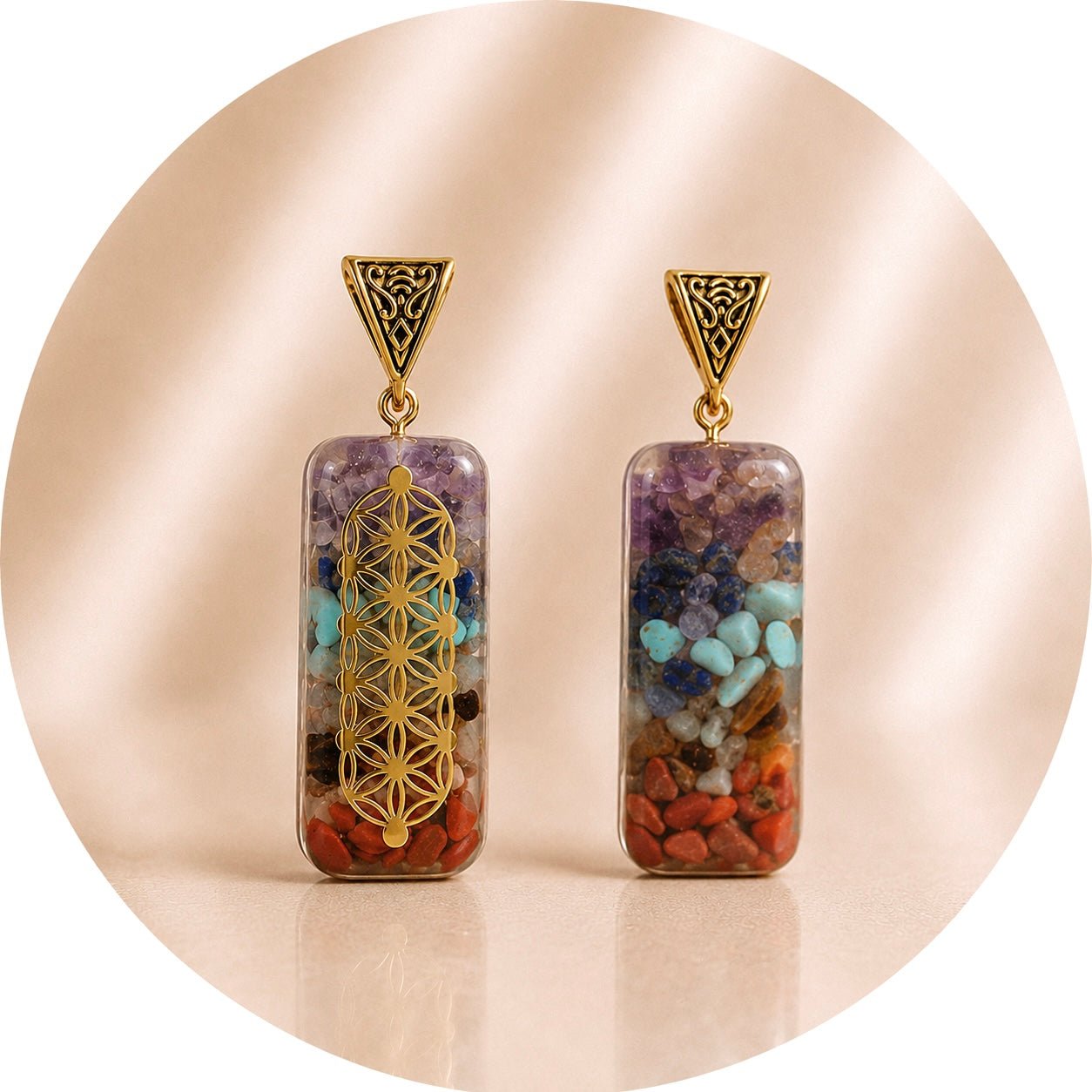 CIONDOLO ORGONICO 7 CHAKRA FIORE DELLA VITA - Armonizzazione dei centri energetici del corpo - Clorophilla Shop
