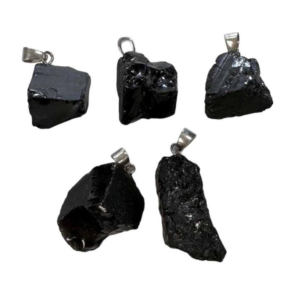 Ciondolo Ossidiana nera grezza - Potente Talismano - Clorophilla Shop