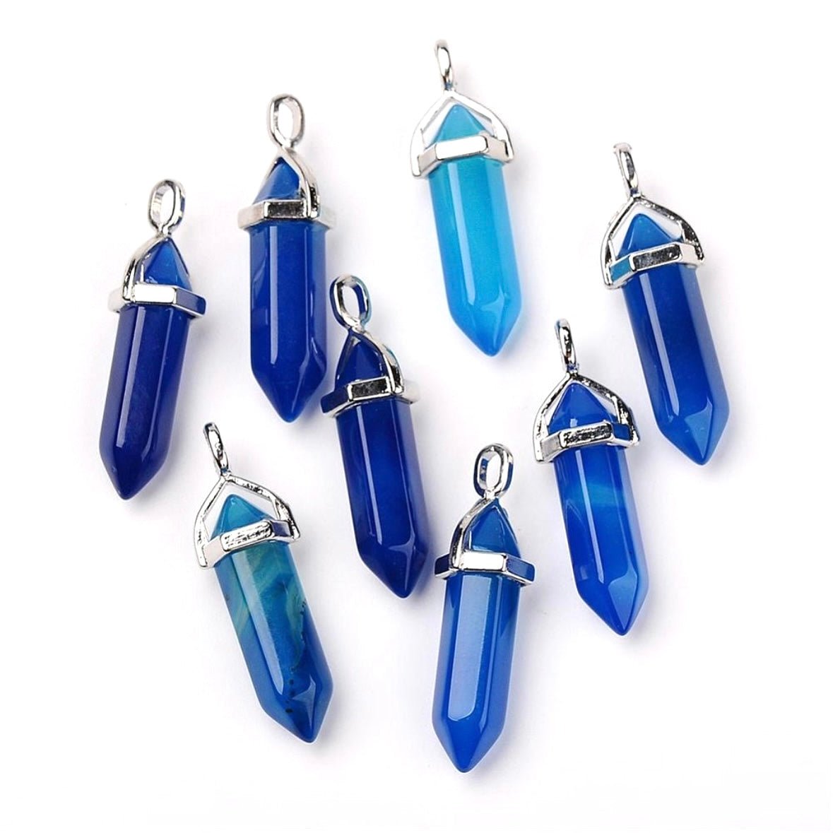CIONDOLO PRISMA IN AGATA BLU - Calma, comunicazione ed equilibrio - Clorophilla Shop