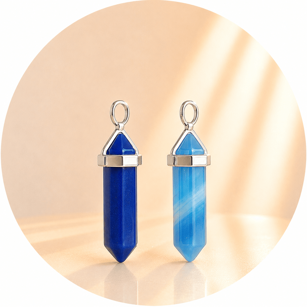 CIONDOLO PRISMA IN AGATA BLU - Calma, comunicazione ed equilibrio - Clorophilla Shop