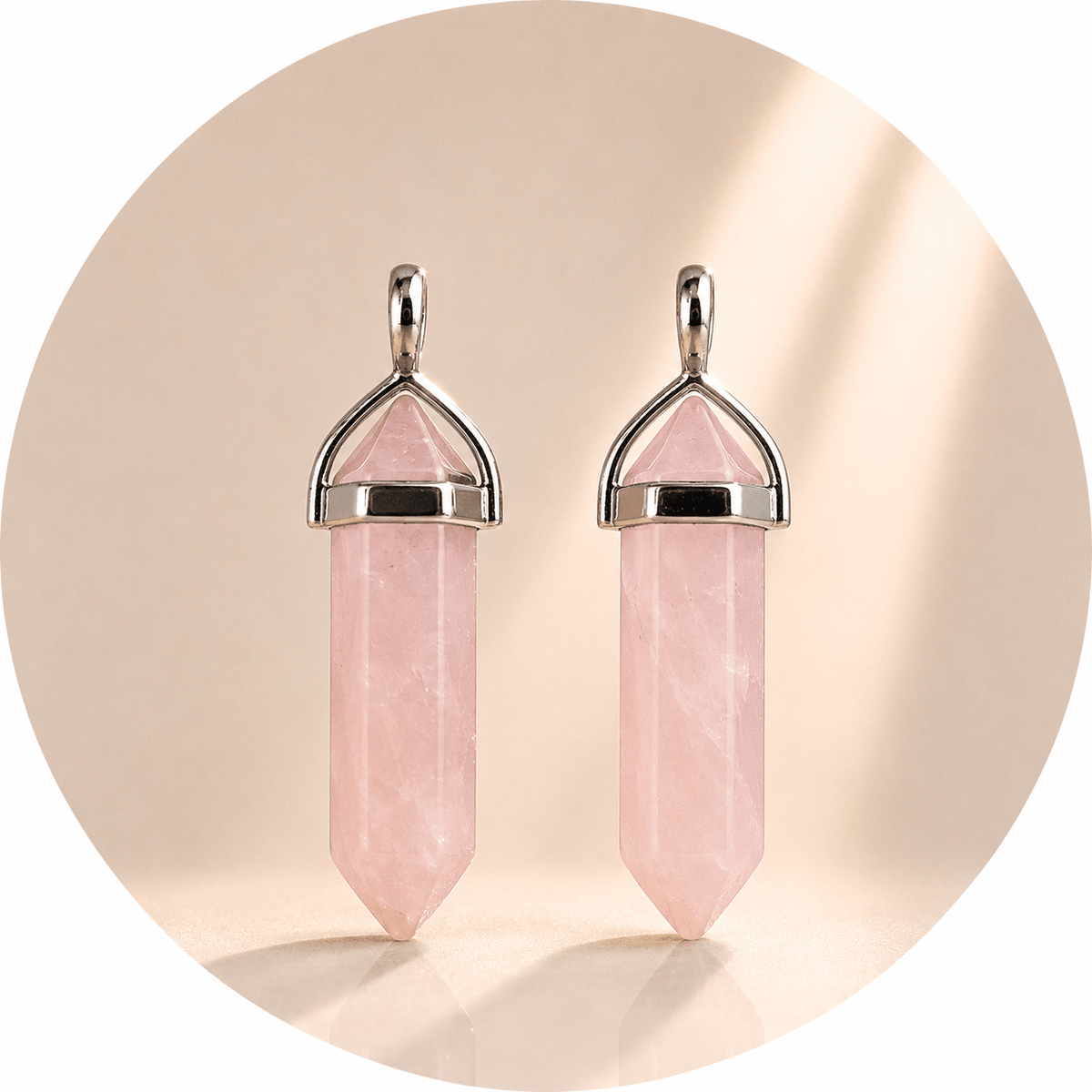 CIONDOLO PRISMA IN QUARZO ROSA - Amore e armonia - Clorophilla Shop
