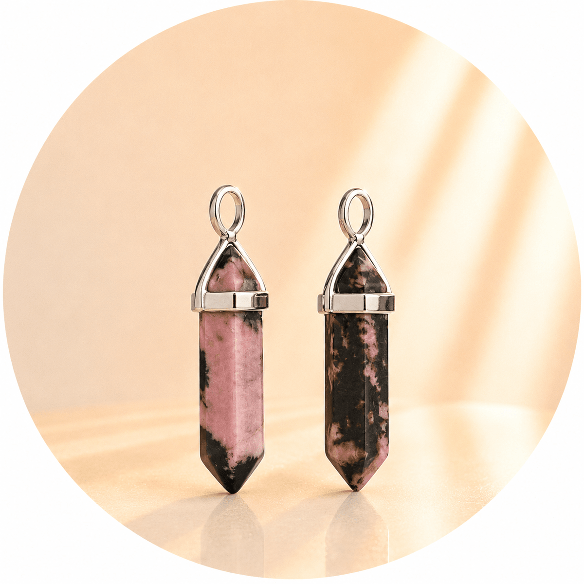 CIONDOLO PRISMA IN RODONITE - Amore verso se stessi, equilibrio emotivo e perdono - Clorophilla Shop