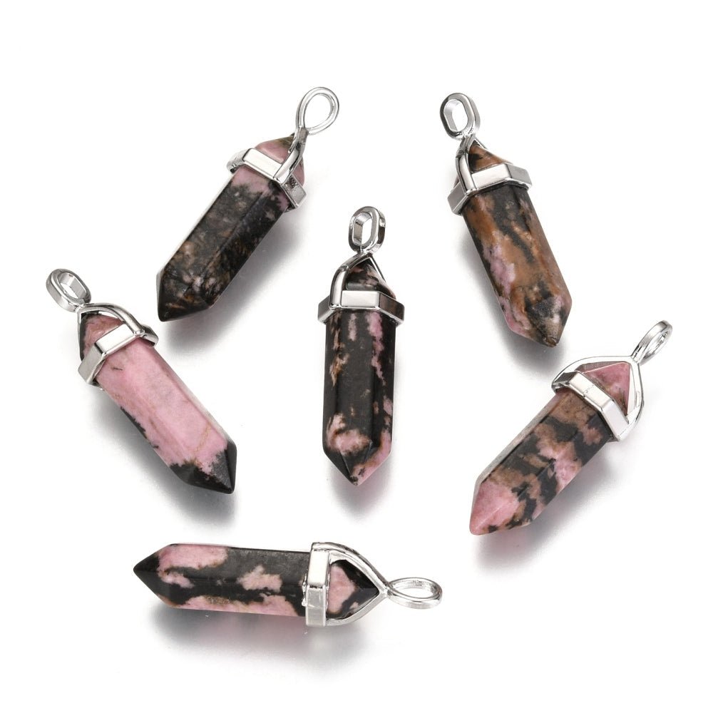 CIONDOLO PRISMA IN RODONITE - Amore verso se stessi, equilibrio emotivo e perdono - Clorophilla Shop