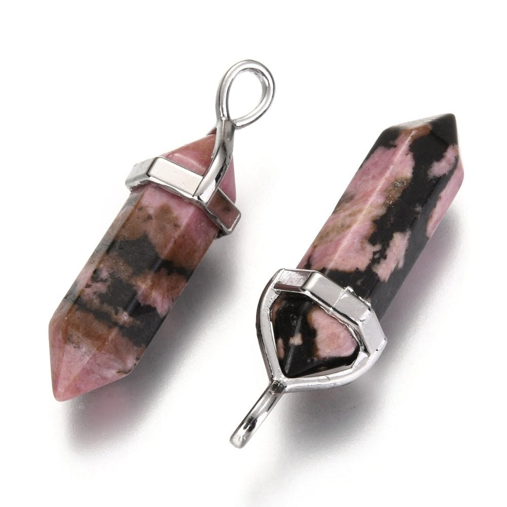 CIONDOLO PRISMA IN RODONITE - Amore verso se stessi, equilibrio emotivo e perdono - Clorophilla Shop