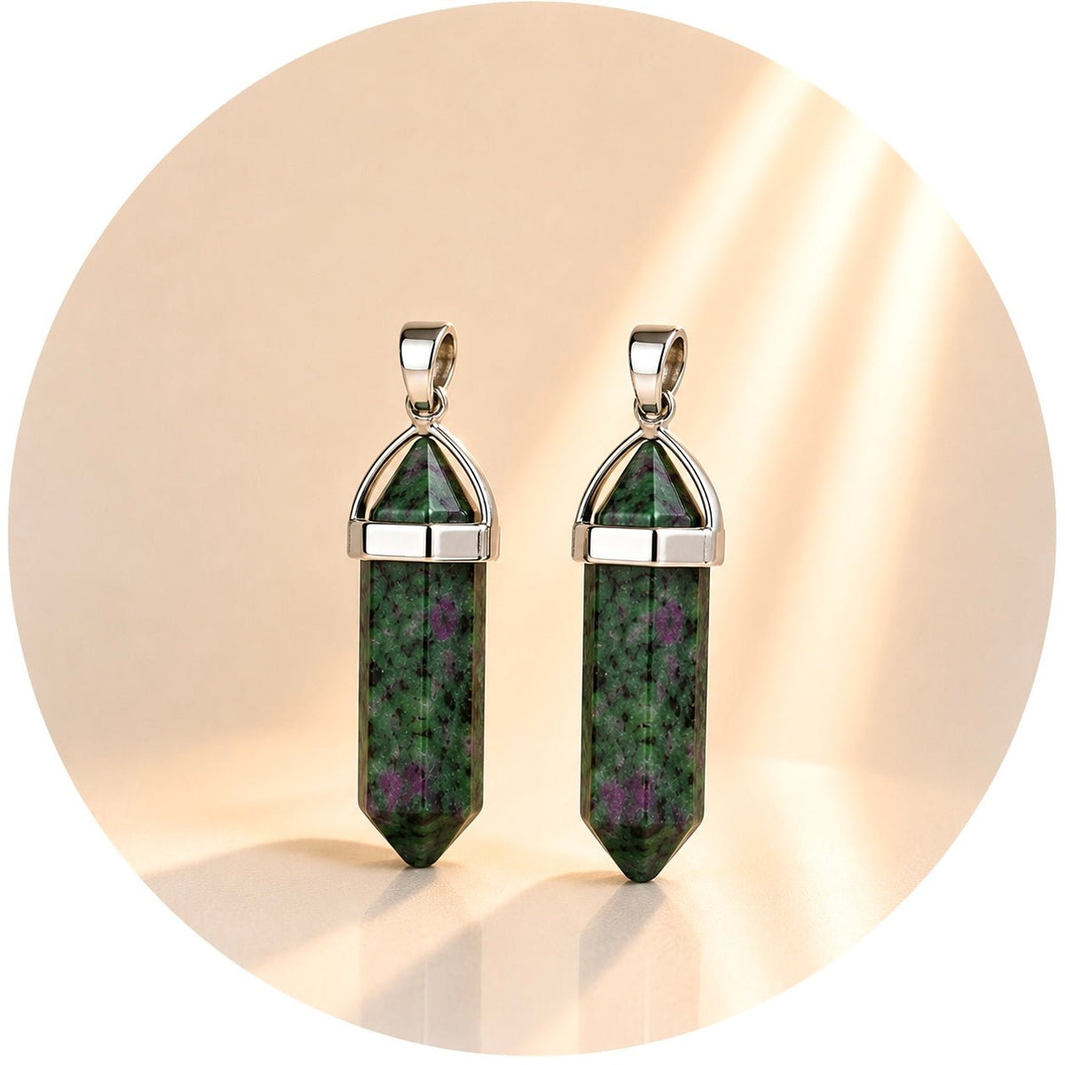 CIONDOLO PRISMA IN RUBINO ZOISITE - Vitalità, passione e crescita personale - Clorophilla Shop