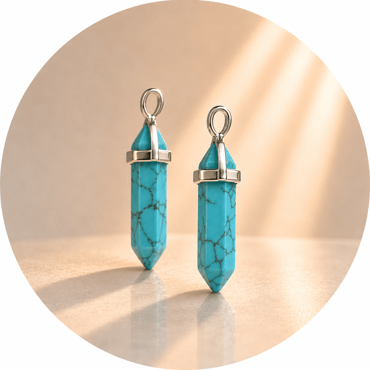 CIONDOLO PRISMA IN TURCHESE CELESTE SINTETICO - Serenità, pace e comunicazione - Clorophilla Shop