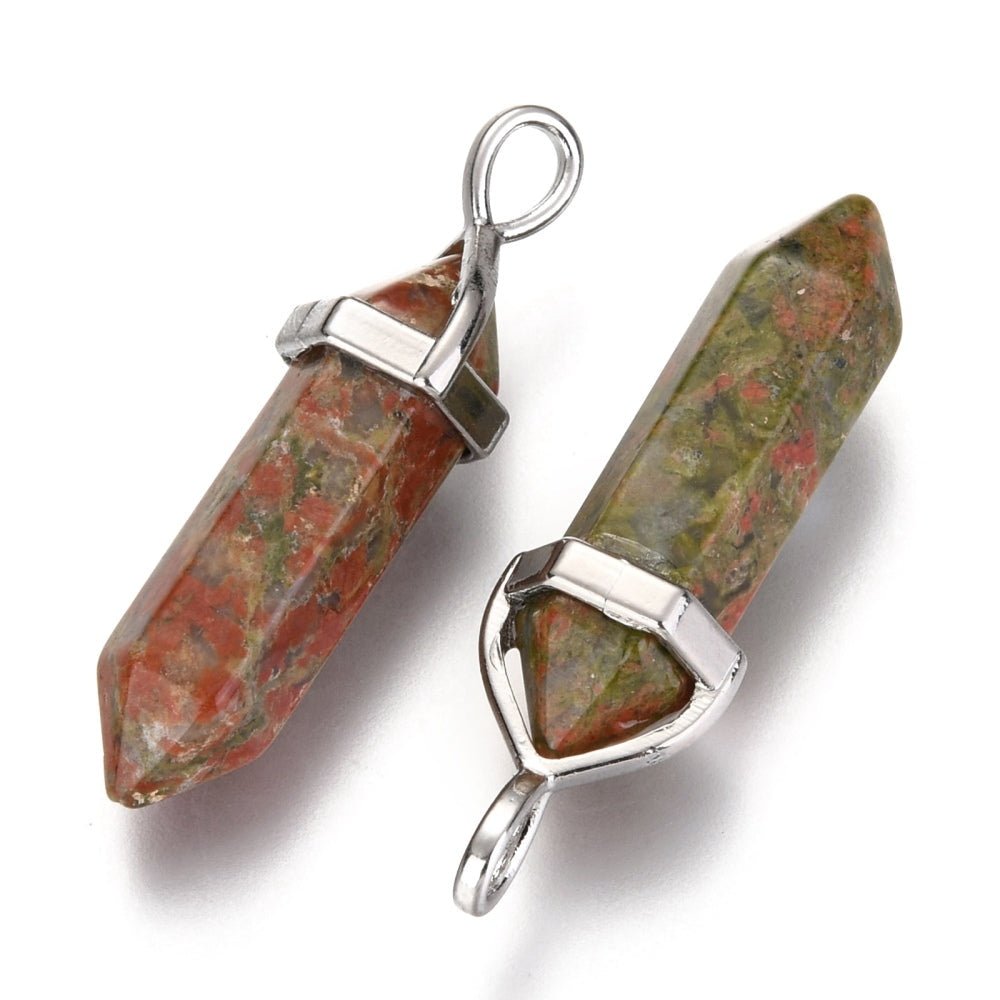 CIONDOLO PRISMA IN UNAKITE - Equilibrio emotivo, crescita personale e rinnovamento - Clorophilla Shop