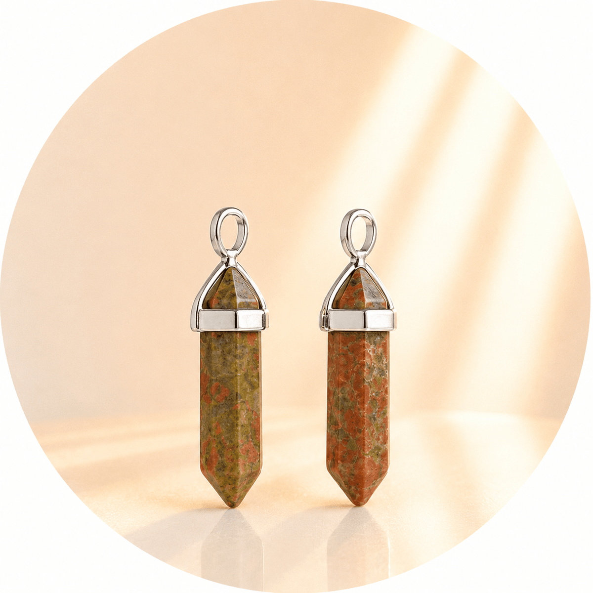 CIONDOLO PRISMA IN UNAKITE - Equilibrio emotivo, crescita personale e rinnovamento - Clorophilla Shop