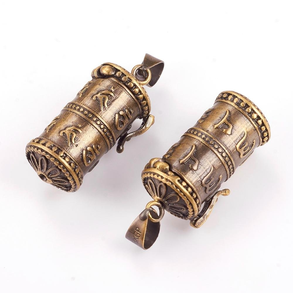 Ciondolo Ruota della Preghiera Apribile in Ottone – Bronzo Antico - Clorophilla Shop