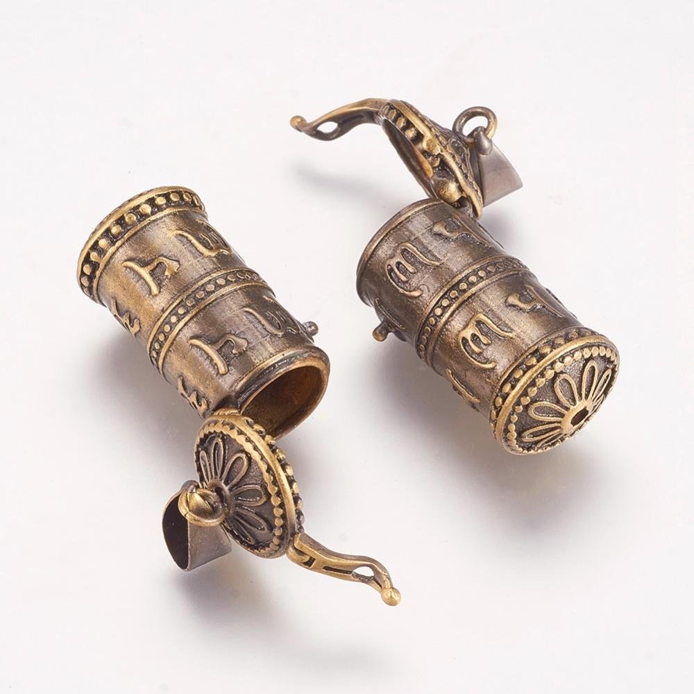 Ciondolo Ruota della Preghiera Apribile in Ottone – Bronzo Antico - Clorophilla Shop