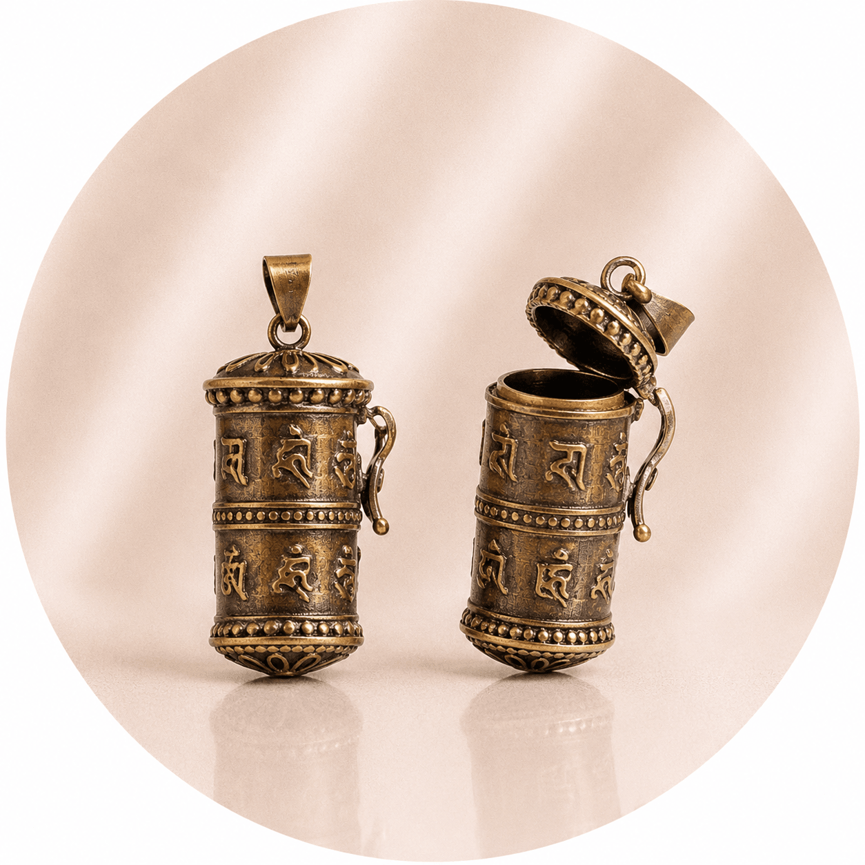 Ciondolo Ruota della Preghiera Apribile in Ottone – Bronzo Antico - Clorophilla Shop