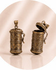 Ciondolo Ruota della Preghiera Apribile in Ottone – Bronzo Antico - Clorophilla Shop