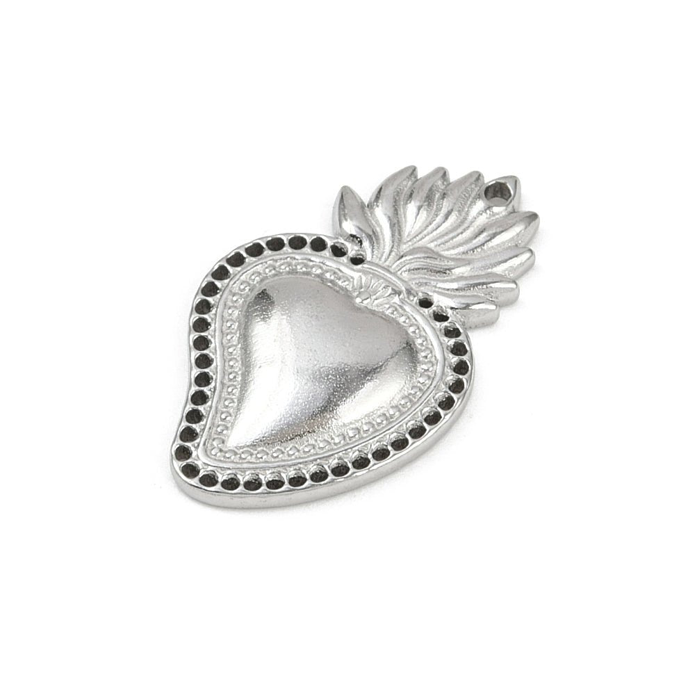 CIONDOLO SACRO CUORE IN ACCIAIO INOX - Amore, protezione e forza interiore - Clorophilla Shop