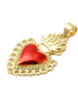 CIONDOLO SACRO CUORE ROSSO PLACCATO ORO 18k - Amore, protezione forza interiore - Clorophilla Shop
