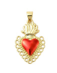 CIONDOLO SACRO CUORE ROSSO PLACCATO ORO 18k - Amore, protezione forza interiore - Clorophilla Shop