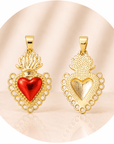 CIONDOLO SACRO CUORE ROSSO PLACCATO ORO 18k - Amore, protezione forza interiore - Clorophilla Shop