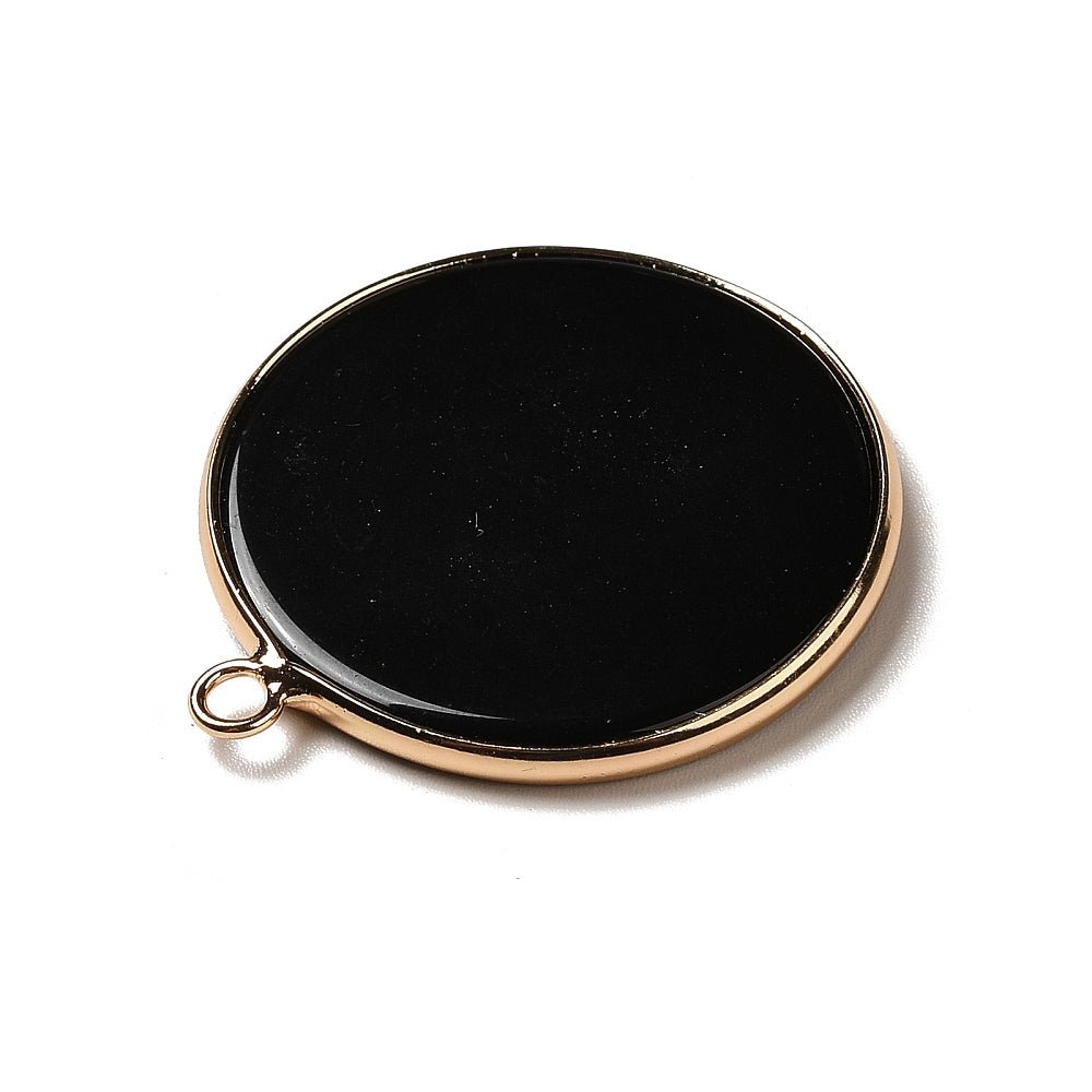 CIONDOLO SPECCHIO DELLA STREGA IN OSSIDIANA NERA CON CORNICE ORO - Introspezione e protezione - Clorophilla Shop