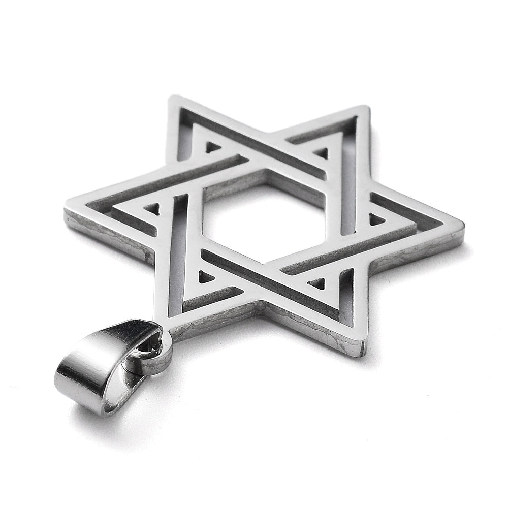 CIONDOLO STELLA DI DAVID IN ACCIAIO INOX - Protezione, equilibrio e connessione spirituale - Clorophilla Shop