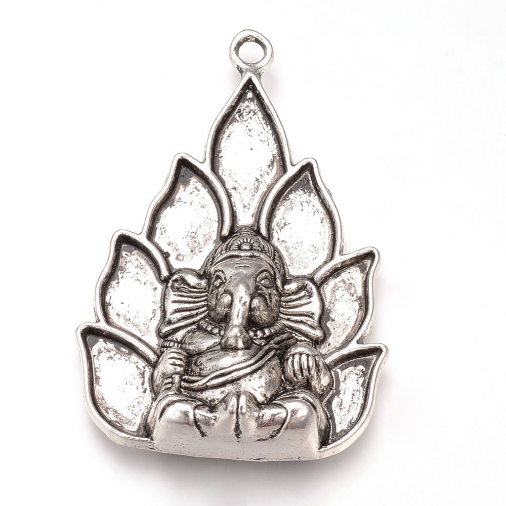 CIONDOLO TIBETANO GANESH ARGENTO ANTICO - Saggezza e prosperità - Clorophilla Shop