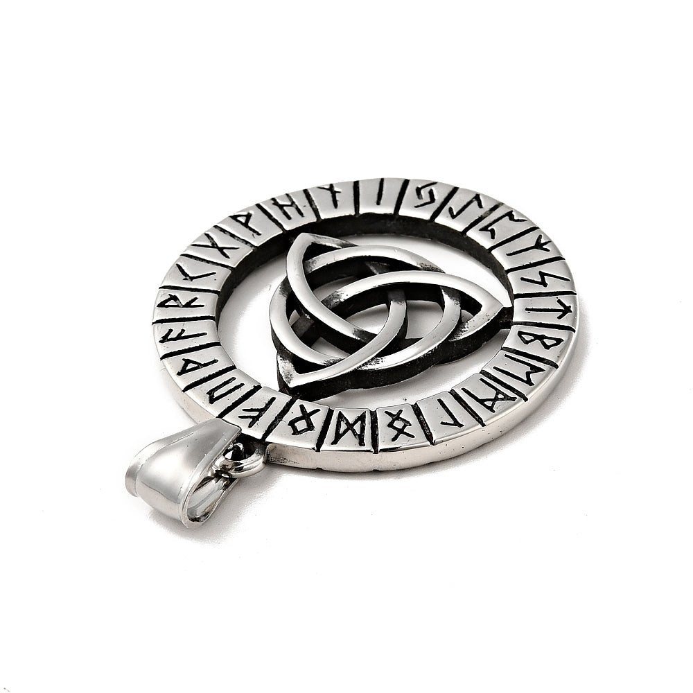 Ciondolo Triquetra con Rune in Acciaio Inox - Clorophilla Shop