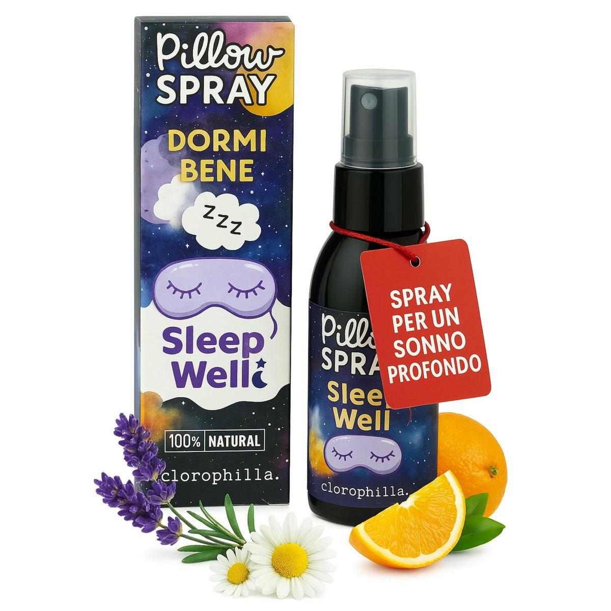 Clorophilla - DORMI BENE Spray per cuscino rilassante, calmante notte - 100ml - Clorophilla Shop