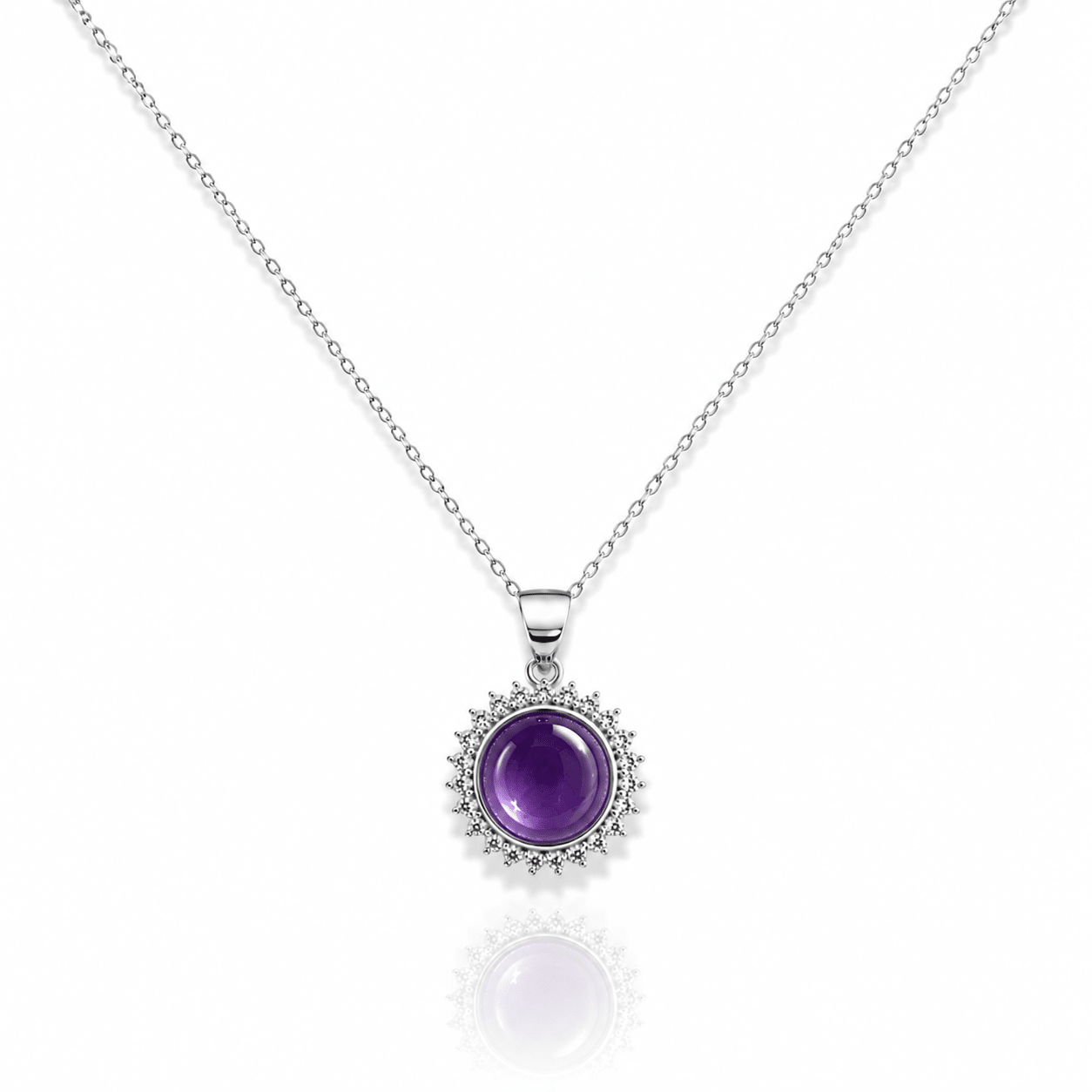 COLLANA CON AMETISTA E ZIRCONI IN ARGENTO 925 - Calma e stress - Clorophilla Shop