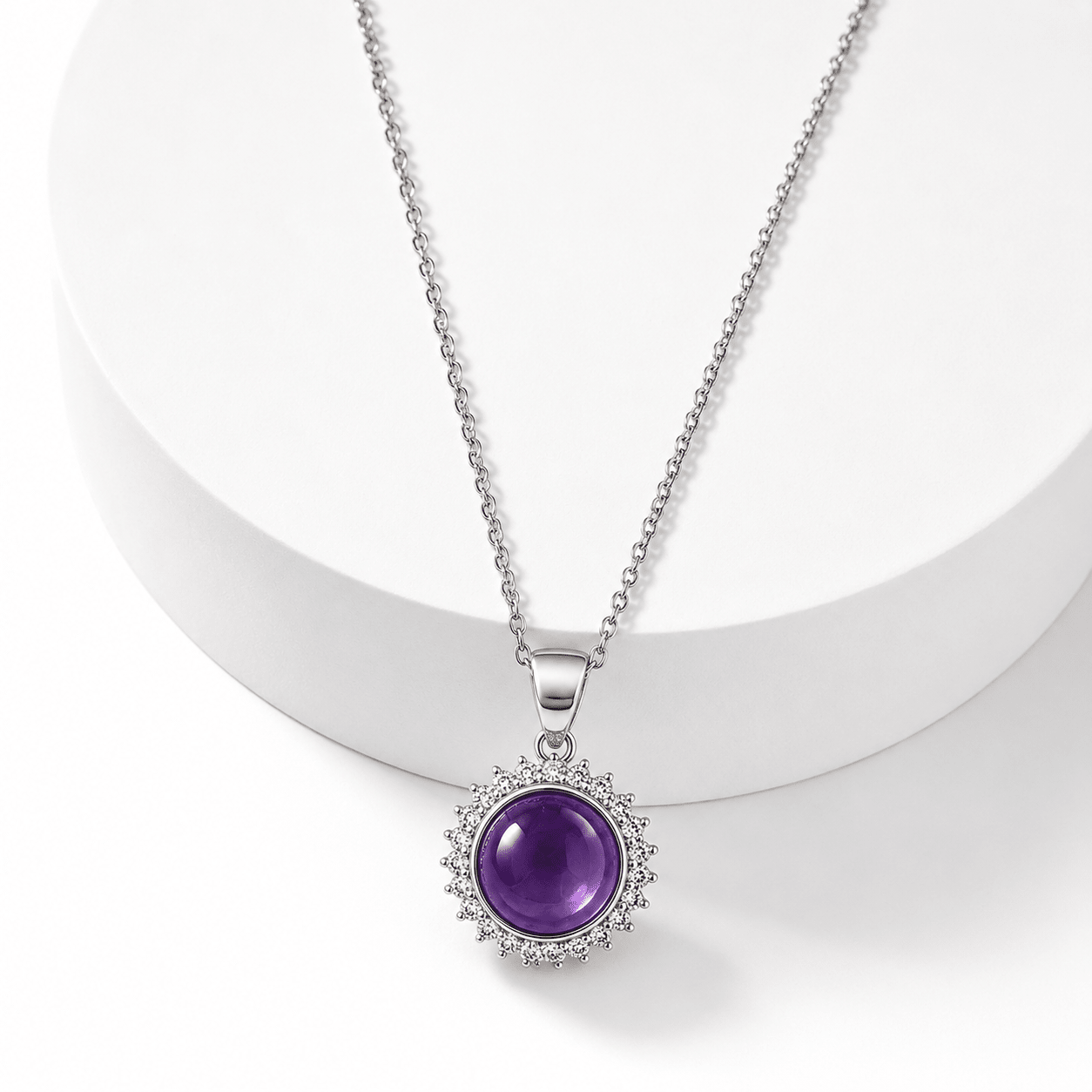 COLLANA CON AMETISTA E ZIRCONI IN ARGENTO 925 - Calma e stress - Clorophilla Shop