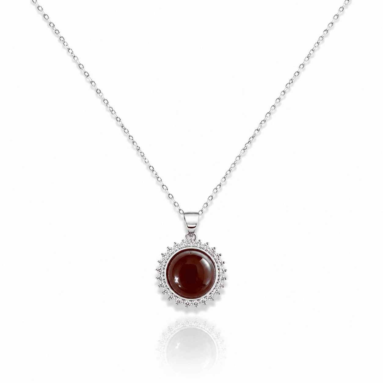 COLLANA CON CORNIOLA E ZIRCONI IN ARGENTO 925 - Motivazione e coraggio - Clorophilla Shop