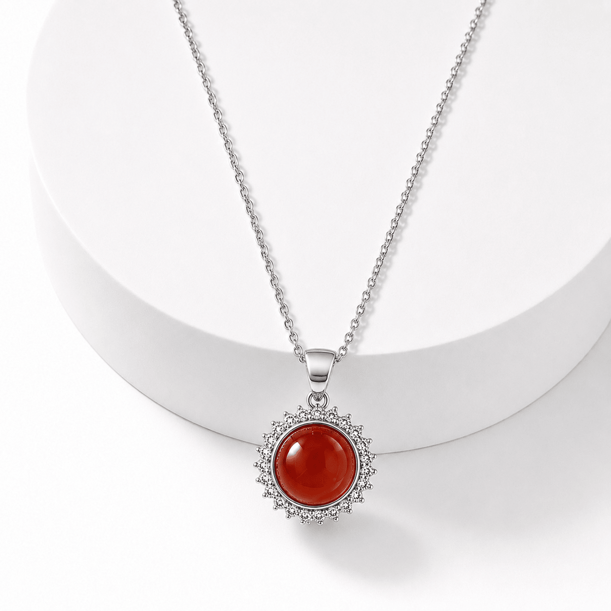 COLLANA CON CORNIOLA E ZIRCONI IN ARGENTO 925 - Motivazione e coraggio - Clorophilla Shop