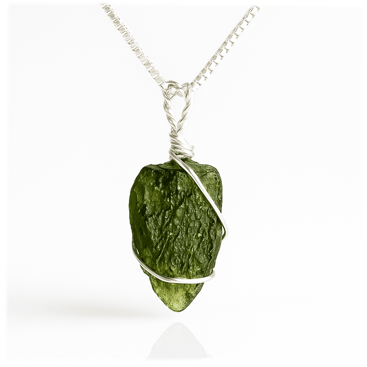 Collana con Moldavite naturale in Argento 925 - Confezione Regalo e garanzia - Clorophilla Shop